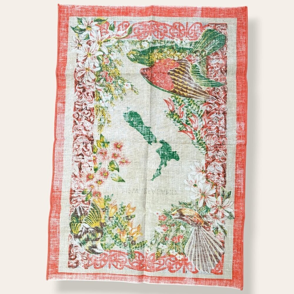 Vintage New Zealand 100% Linen Souvenir Tea Towel - Picture 2 of 4